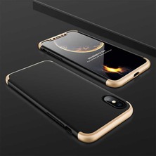 noktaks - Apple iPhone X - Kılıf Parmak izi Yapmayan 3 Parça Ays Kapak - Gold