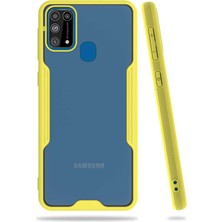 noktaks - Samsung Galaxy M31 - Kılıf Kenarı Renkli Arkası Şeffaf Parfe Kapak - Pembe