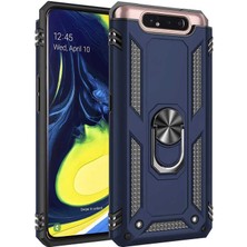 Kilifone - Samsung Galaxy A80 - Kılıf Yüzüklü Zırh Tank Vega Kapak - Mavi