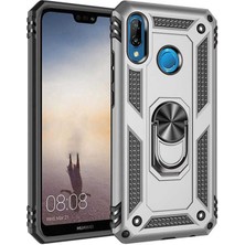 Kilifone - Huawei P20 Lite - Kılıf Yüzüklü Çift Katman Zırh Tank Vega Kapak