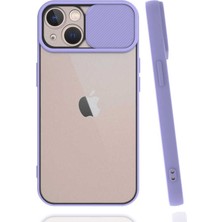 noktaks - Apple iPhone 13 Mini - Kılıf Slayt Sürgülü Arkası Buzlu Lensi Kapak - Lila - T19522