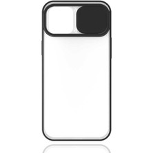 noktaks - Apple iPhone 12 Pro Max - Kılıf Slayt Sürgülü Arkası Buzlu Lensi Kapak - Siyah - T14752