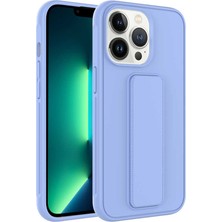 noktaks - Apple iPhone 13 Pro - Kılıf Mat Koruyucu El Tutacaklı Stand Olabilen Qstand Kapak - Lila - T23051
