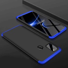 kilifone - Samsung Galaxy M21 - Kılıf Parmak izi Yapmayan 3 Parça Ays Kapak - Siyah-Mavi - T14566
