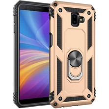 Kilifone - Samsung Galaxy J6 Plus - Kılıf Yüzüklü Zırh Tank Vega Kapak - Rose Gold