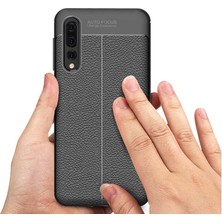 Kilifone - Huawei P20 Pro - Kılıf Deri Görünümlü Auto Focus Karbon Niss Silikon Kapak