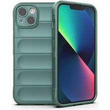 ekılıf - Apple iPhone 13 - Kılıf Esnek TPU Oyuklu Arka Yüzey Tasarımlı Etnik Silikon Kapak - Koyu Yeşil - T32582