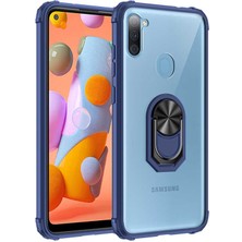 Kilifone - Galaxy M11 - Kılıf Yüzüklü Arkası Şeffaf Koruyucu Mola Kapak