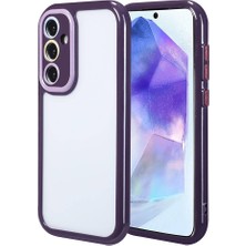 ekılıf - Samsung Galaxy A55 - Kılıf Kamera Korumalı Renkli Kenar ve Çerçeve Tasarımlı Vitamin Kapak - Derin Mor - T32437