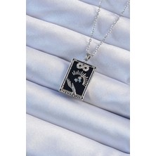 Çarşı Point 316l Çelik Zincir Gümüş Renk Zirkon Taşlı Sonsuzluk Figürlü Tarot Kolye