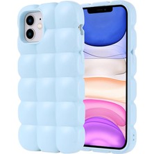 noktaks - Apple iPhone 11 - Kılıf Parlak Esnek Silikon Dom Dom Kapak - Mavi