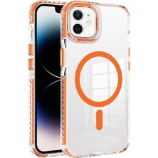 kilifone - Apple iPhone 12 - Kılıf Magsafe Şarj Özellikli Airbagli Takılabilir Askı Aparatlı Nana Kapak - Turuncu - T32236