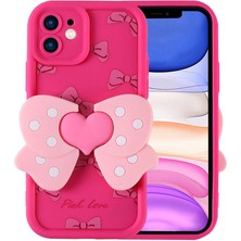 kilifone - Apple iPhone 11 - Kılıf Kamera Korumalı Figür Tasarımlı Kapya Kapak - Pembe Koyu - T32509