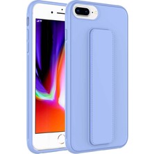 noktaks - Apple iPhone 7 Plus - Kılıf Mat Koruyucu El Tutacaklı Stand Olabilen Qstand Kapak - Lila - T23042