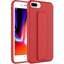 noktaks - Apple iPhone 7 Plus - Kılıf Mat Koruyucu El Tutacaklı Stand Olabilen Qstand Kapak - Kırmızı - T23042