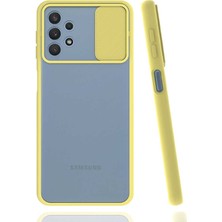 ZORE Samsung Galaxy A32 4g - Kılıf Slayt Sürgülü Arkası Buzlu Lensi Kapak - Sarı