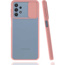 ZORE Noktaks - Samsung Galaxy A32 4g - Kılıf Slayt Sürgülü Arkası Buzlu Lensi Kapak - Pembe Açık