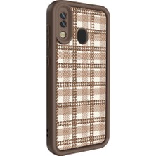 ekılıf - Samsung Galaxy A20 - Kılıf Kamera Korumalı Baskılı Arka Yüzey Klas Kapak - Açık Kahve - T32278