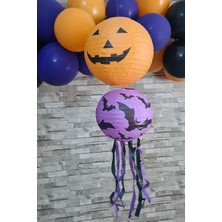 Pekshop Cadılar Bayramı Fener Süsleri Tavan Süsü Ikili Halloween Kağıt Fener Süsler Balkabağı Yarasa