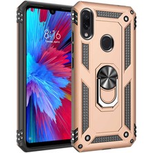 Kilifolsun Xiaomi Redmi Note 7 Kılıf Yüzüklü Zırh Tank Vega Kapak Gold