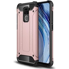 Kilifolsun Xiaomi Redmi Note 9 Kılıf Çift Katman Zırh Tank Crash Military Kapak Rose Gold