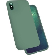 Kilifolsun Apple iPhone x Kılıf Soft Prüzsüz Renkli Silk Silikon Koyu Yeşil