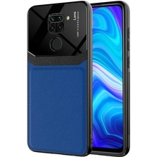 Kilifolsun Xiaomi Redmi Note 9 Kılıf Deri Görünümlü Parlak Mika Tasarımlı Emiks Kapak Lacivert