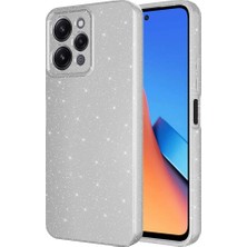 kilifone - Xiaomi Redmi 12 - Kılıf Kamera Korumalı Simli Lüks Koton Kapak - Gümüş - T29575