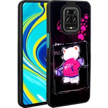 ekılıf - Xiaomi Redmi Note 9 Pro - Kılıf Parlayan Kabartmalı İkonik Figürlü Amas Silikon Kapak - Siyah - T31194
