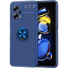 ekılıf - Xiaomi Redmi Note 12 Pro 5G - Kılıf Yüzüklü Karbon Ravel Silikon Kapak - Mavi - T26407