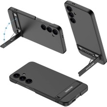 ekılıf - Samsung Galaxy S24 - Kılıf Kamera Korumalı Dikey Standlı Ays Kapak - Siyah - T30343