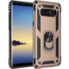 Kilifolsun Samsung Galaxy Note 8 Kılıf Yüzüklü Zırh Tank Vega Kapak Rose Gold