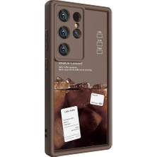 noktaks - Samsung Galaxy S23 Ultra - Kılıf Kamera Korumalı Baskılı Arka Yüzey Klas Kapak - Koyu Kahve - T32302