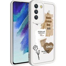 Kilifolsun Samsung Galaxy S21 Fe Kılıf Kamera Korumalı Baskılı Arka Yüzey Klas Kapak Koyu Kahve