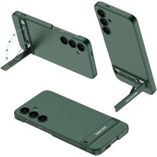 ekılıf - Samsung Galaxy S24 - Kılıf Kamera Korumalı Dikey Standlı Ays Kapak - Koyu Yeşil - T30343