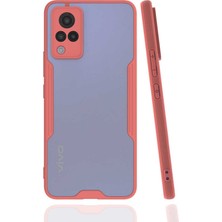 kilifone - Vivo V21 - Kılıf Kenarı Renkli Arkası Şeffaf Parfe Kapak - Pembe - T19523