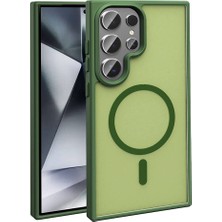 ekılıf - Samsung Galaxy S24 Ultra - Kılıf Magsafe Şarj Özellikli Mat Arka Yüzey Sio Kapak - Koyu Yeşil - T32380