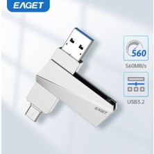 Eaget 256Gb.Type-C ve USB 3.2 Type-C Girişli Tüm Cihazlara İphone Serisine Uygun ve İphone Dönüştürücü Hediye Yüksek Hızlı Usb Otg Flash Bellek Çift Giriş Metal Sağlam Orjinal