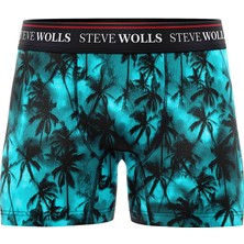 Steve Wolls Erkek Palmiye Desenli Tekli Dijital Baskı Boxer - 1038