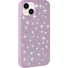 ekılıf - Apple iPhone 13 - Kılıf Parlak Taşlı Tasarım Pırlanta Kapak - Lila - T30653