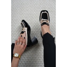Stilbagshoes Joelle Ithal Toka Detaylı Kadın Ayakkabı Siyah - Bej