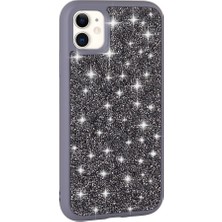 ekılıf - Apple iPhone 11 - Kılıf Parlak Taşlı Tasarım Pırlanta Kapak - Gri - T30652
