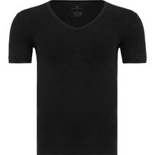 Erkek Siyah 2’li V Yaka Bambu T-Shirt - 33601
