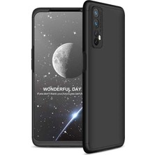 noktaks - Realme 7 - Kılıf Parmak izi Yapmayan 3 Parça Ays Kapak - Siyah-Gri