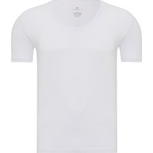 Erkek Beyaz 2’li V Yaka Bambu T-Shirt - 33601
