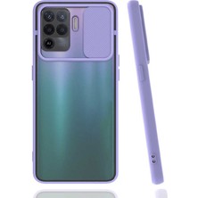 noktaks - Oppo Reno 5 Lite - Kılıf Slayt Sürgülü Arkası Buzlu Lensi Kapak - Lila - T17321