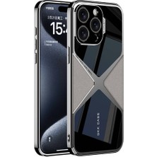 noktaks - Apple iPhone 15 Pro Max - Kılıf Ultra İnce Kamera Korumalı PC + Deri Arka Yüzey X-Pro Kapak - Titanyum-Gri