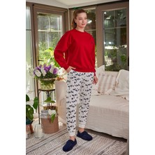 Kadın Uzun Kollu Pijama Takımı - 2'li Animal Desenli Pijama