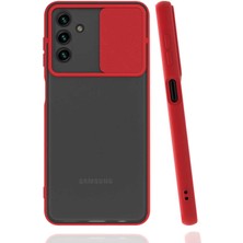 ekılıf - Samsung Galaxy A04S - Kılıf Slayt Sürgülü Arkası Buzlu Lensi Kapak - Kırmızı - T24379
