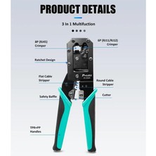 Proskit CP-376CN 6p/8p RJ11/RJ12/RJ45 Cat5 Cat6 Konnektör Sıkma Pensesi